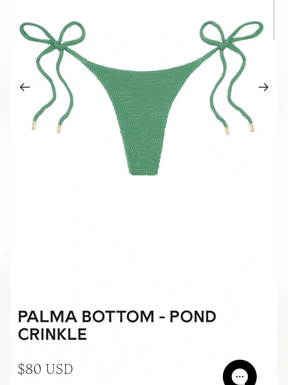 Monday Swimwear Cala Roja Top (P) + Palma Bottom (S) Set in Pond Crinkle